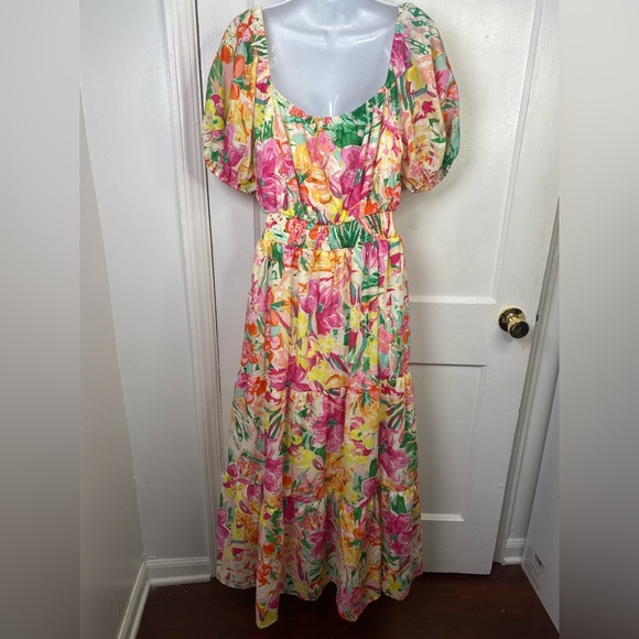 Flying Tomato NWOT Sangria Sunrise Floral It Starts Now Multicolor Midi Dress - Picture 4 of 9